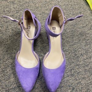 suede purple heels (some scuffing on the back of one heel)